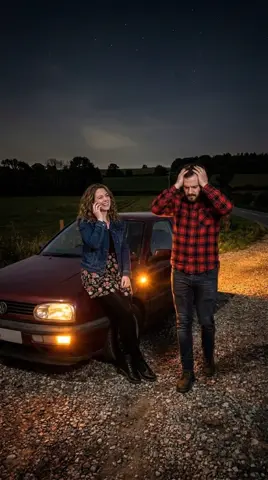 Photo 2: her sitting on the car, on the phone, while he paces